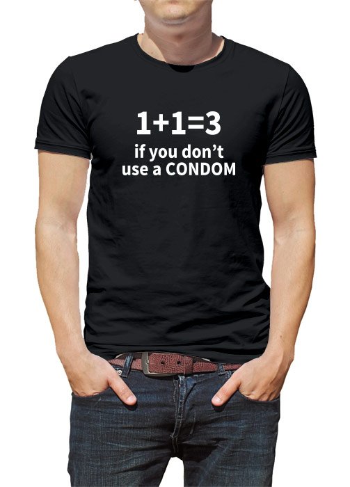1 + 1 = 3 If you don't use a Condom Premium Tshirt Free Shipping